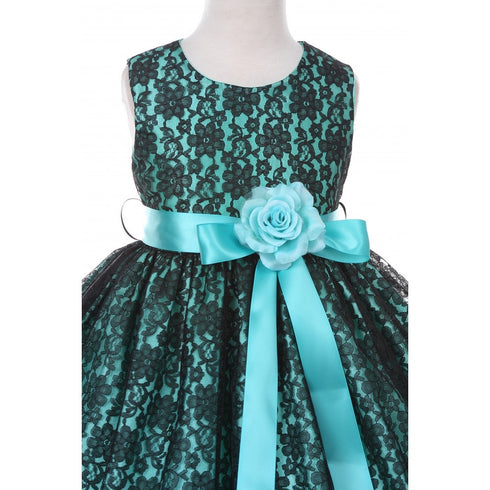 Cinderella Couture Little Girls Blue Satin Multi Color Sashes Dress 2-6 - SophiasStyle.com